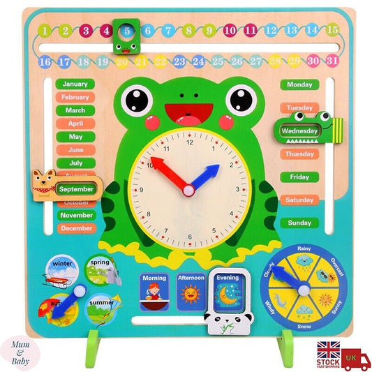 Children's Wooden Busy Board Season Day Month Clock Calendar Kids Educational and Fun Toy