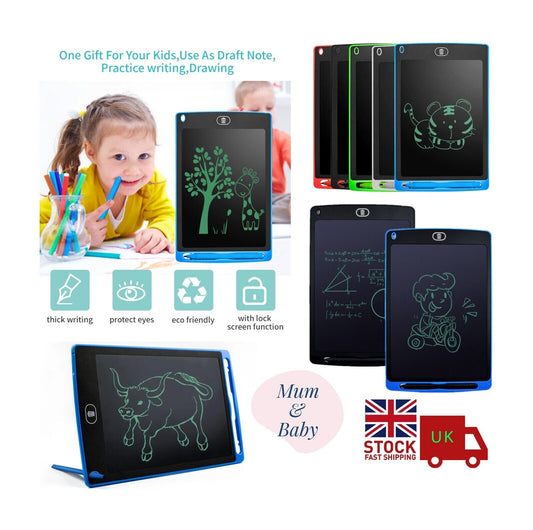 LCD Smart Writing Tablet Monochrome Drawing Board Painting Graphics Kids Gift UK
