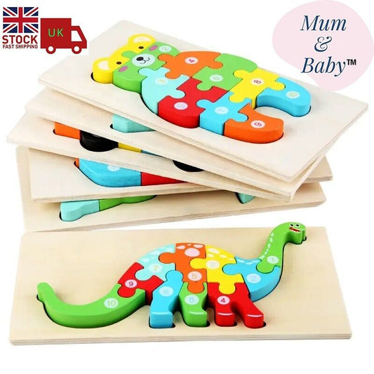 Montessori Kid's Educational 3D Wooden Jigsaw Puzzle 4-IN-1 Set Toddler Children